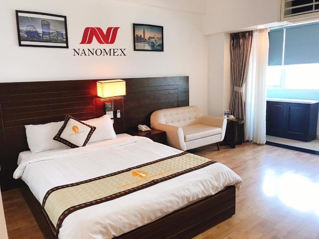 Các sản phẩm chăn ga gối khách sạn chính hãng thương hiệu Nanomex được tin dùng tại khách sạn Công Đoàn Quảng Bá
