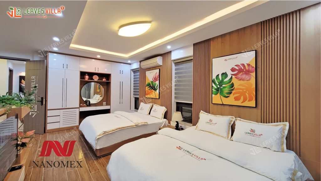 Leaves Villa BT39-12 đã lựa chọn các sản phẩm chăn ga gối khách sạn chính hãng từ thương hiệu Nanomex để sử dụng và trang hoàng cho không gian phòng ở của mình