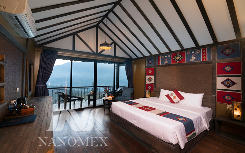 Chăn ga gối khách sạn thương hiệu Nanomex thiết kế và sản xuất độc quyền cho Mong village resort and Spa